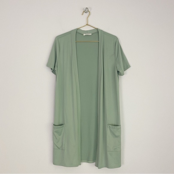 You & Me Short Sleeve Open Front Cardigan w/Pockets Women’s S (4/6) Sage - Picture 8 of 11